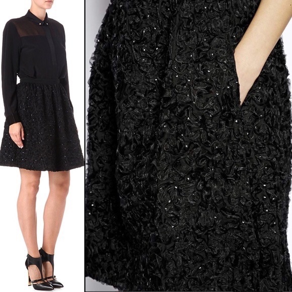 NWT FRENCH CONNECTION ROCHELLE RIBBON FLARED SKIRT - Picture 9 of 16